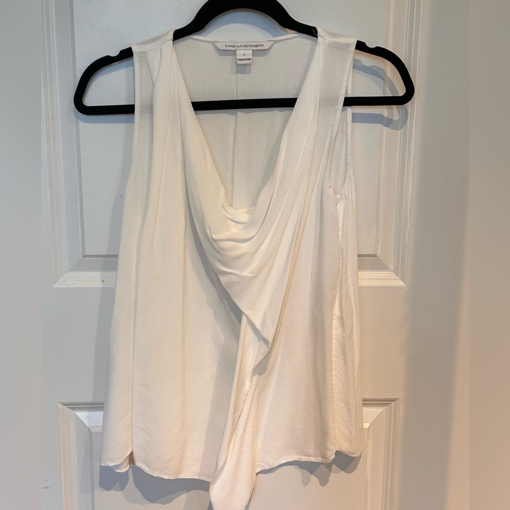 Diane von Furstenberg draped white tank top